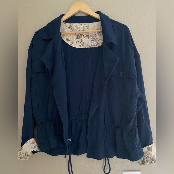 Frye Navy Blue Casual Jacket with Elastic Waist fit L - Picture 1 of 11